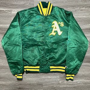 Vintage Starter 90’s Athletic A’s Puffer Jacket